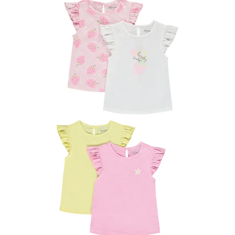 Set van 4 t-shirts met pofmouwen voor baby meisjes