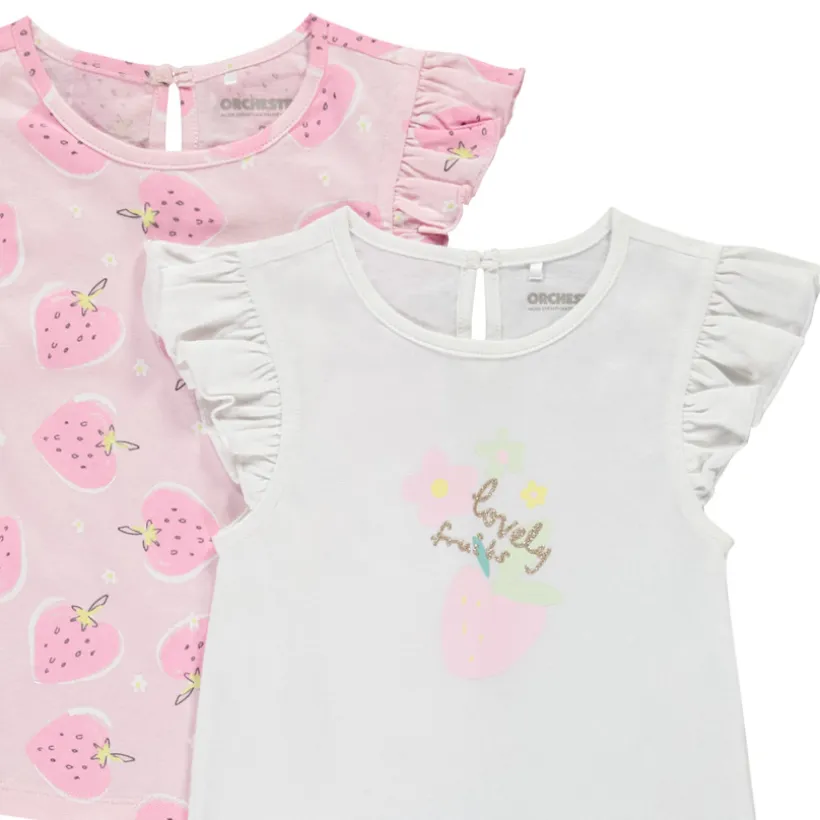 Set van 4 t-shirts met pofmouwen voor baby meisjes