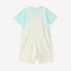 Set van tuinbroek en korte mouwen shirt in effen kleur voor baby jongen