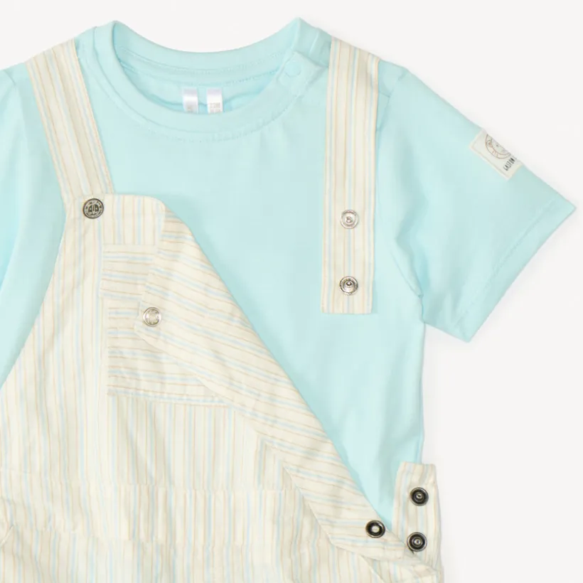 Set van tuinbroek en korte mouwen shirt in effen kleur voor baby jongen
