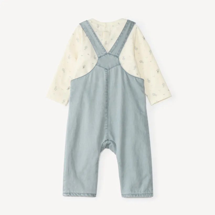Set van tuinbroek en t-shirt voor babyjongens met robotmotieven
