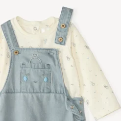 Set van tuinbroek en t-shirt voor babyjongens met robotmotieven