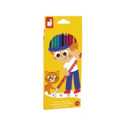 Set van 12 uitwisbare kleurpotloden met ingebouwde gum en driehoekige vorm voor gemakkelijke grip