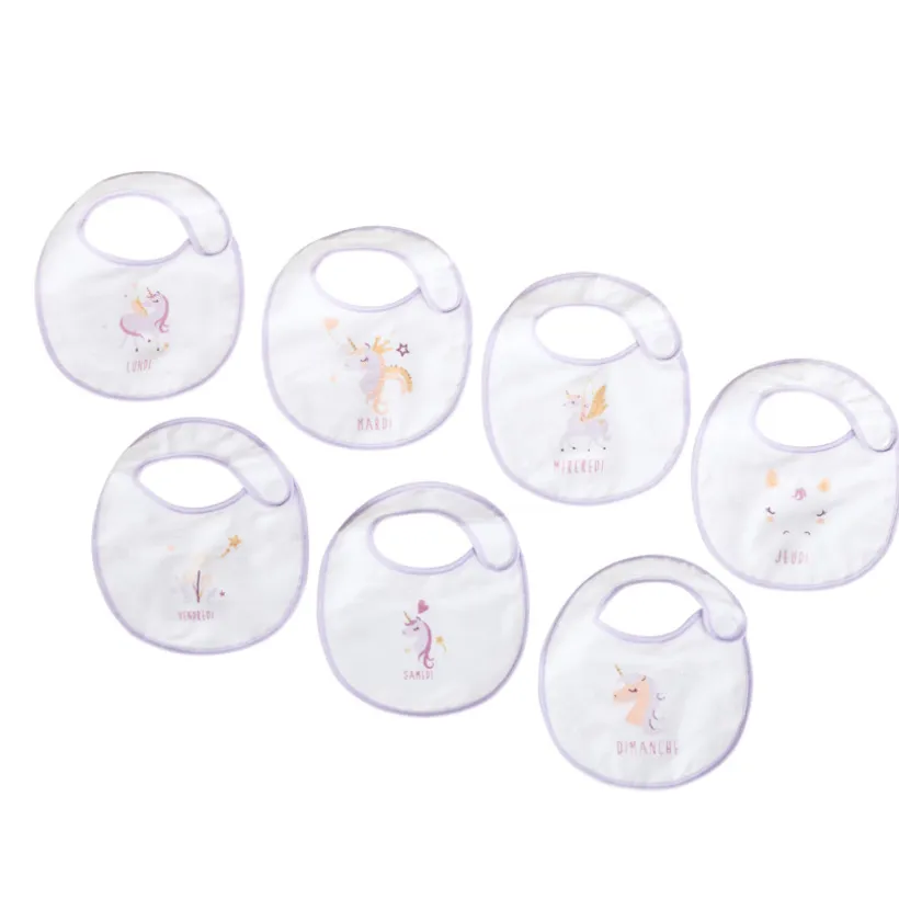 Set van 7 unicorn slabbetjes