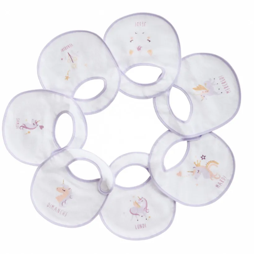 Set van 7 unicorn slabbetjes