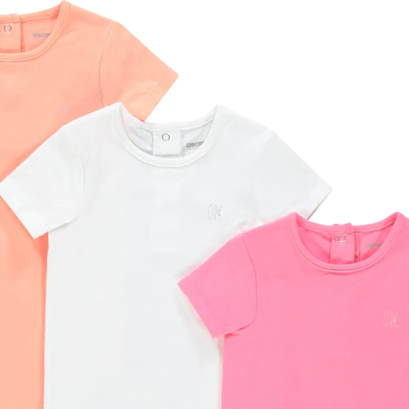Set van 3 uniseks bodies met korte mouwen meisjes