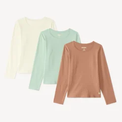 Set van 3 unis meisjes t-shirts met lange mouwen