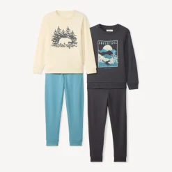 Set van 2 verwisselbare joggingensembles jongens in geborsteld fleece