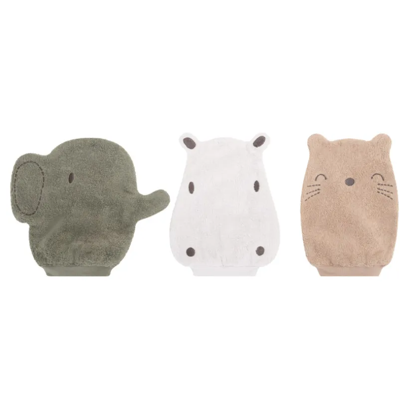 Set van 3 washandjes Dieren van de savanne