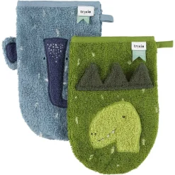 Set van 2 washandjes Mr Dino - Mrs Olifant