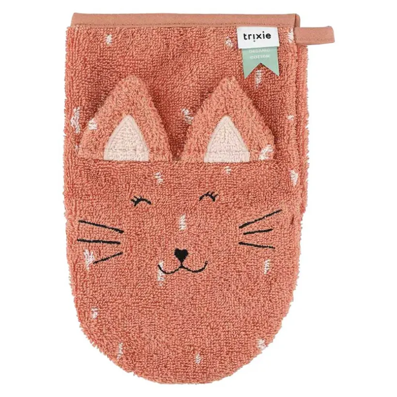 Set van 2 washandjes Mrs Cat en Mrs Peacock