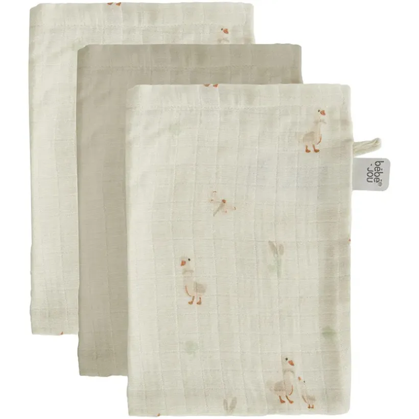 Set van 3 Washandjes Tetra Dear Goose Ecru