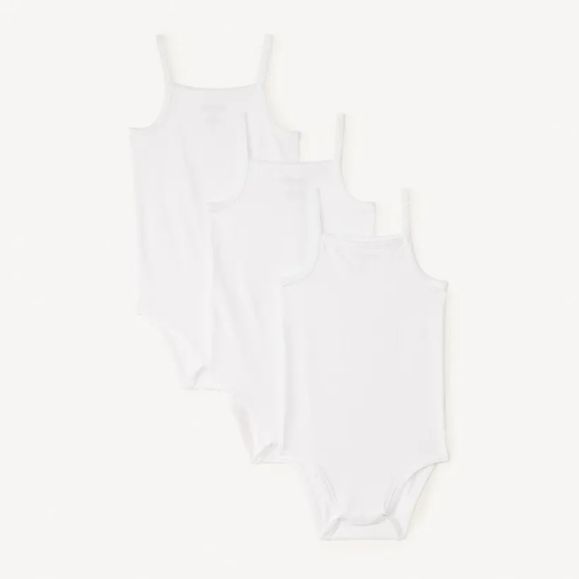 Set van 3 witte mouwloze body's meisjes baby
