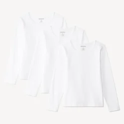 Set van 3 witte t-shirts met lange mouwen meisjes