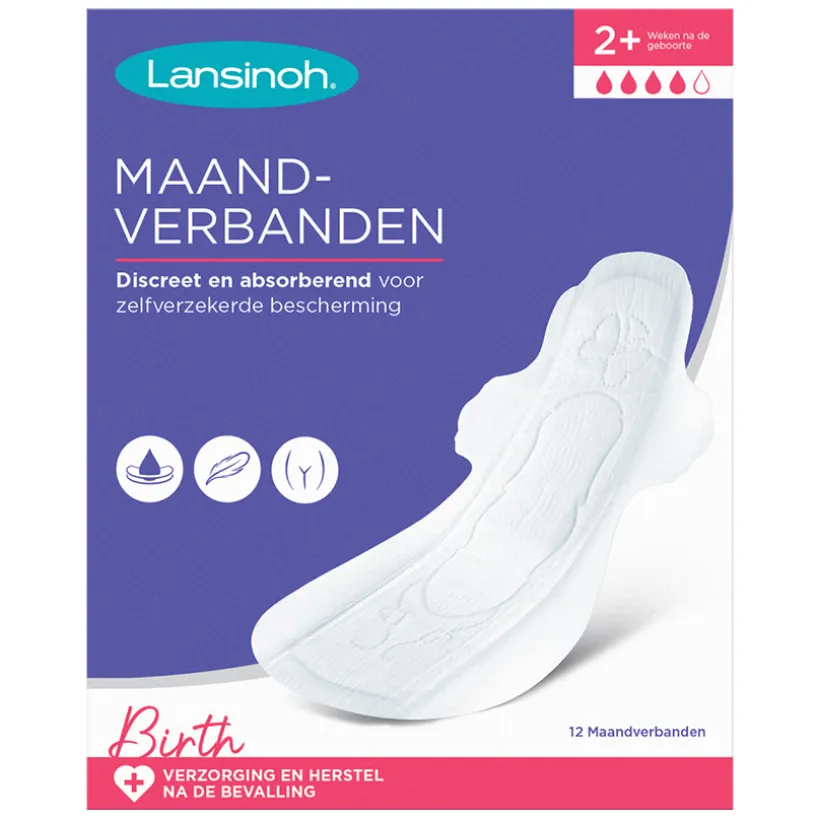 Set van 12 zeer absorberende postnatale maandverbanden