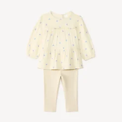 Set voor babymeisje met bloemenprint tuniek en legging