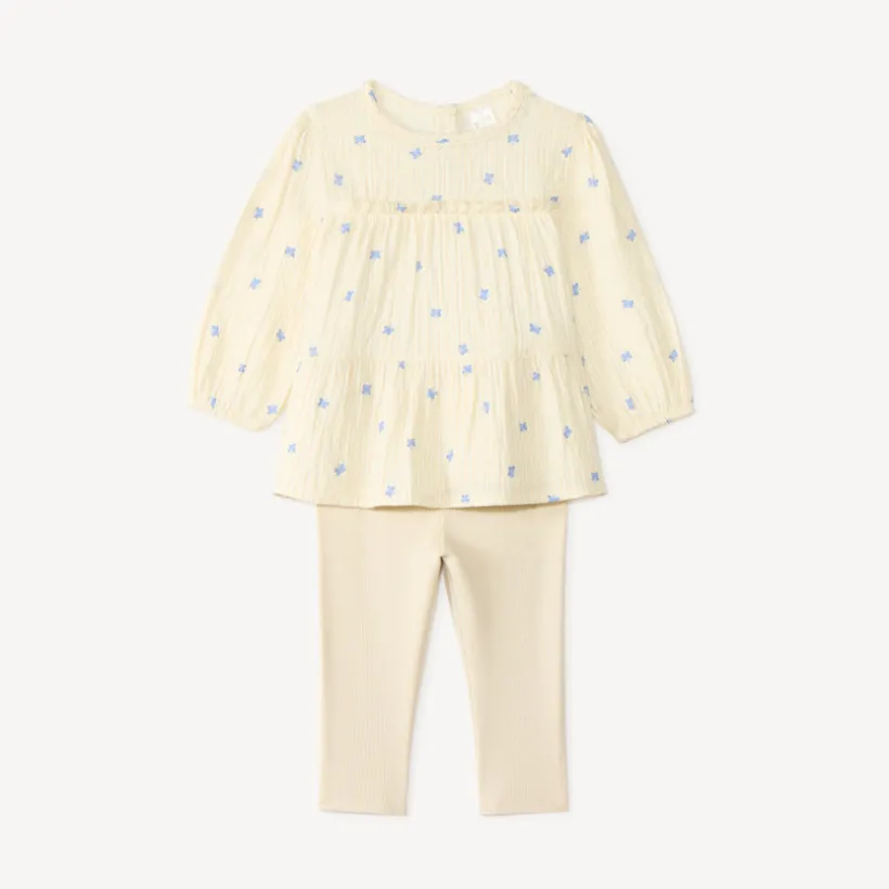 Set voor babymeisje met bloemenprint tuniek en legging