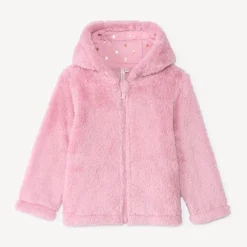 Sherpa fleecevest met kap voor babymeisje