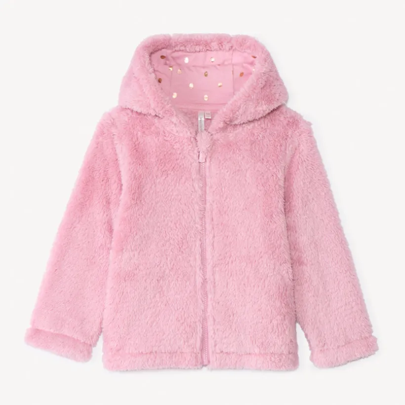 Sherpa fleecevest met kap voor babymeisje