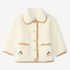Sherpa jasje voor meisjes met schapenvacht en fancy borduring.