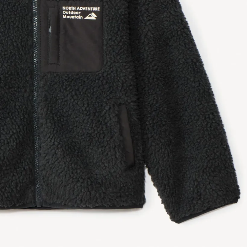 Sherpajas met schapenvachtlook jongens in antraciet