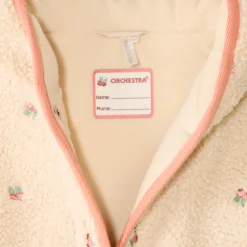 Sherpa jas voor meisjes met fruitborduursels