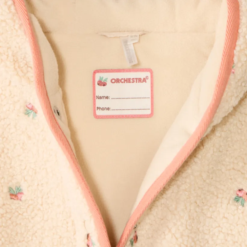 Sherpa jas voor meisjes met fruitborduursels