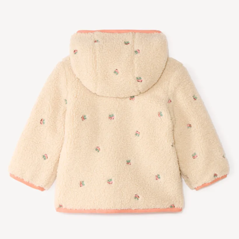 Sherpa jas voor meisjes met fruitborduursels