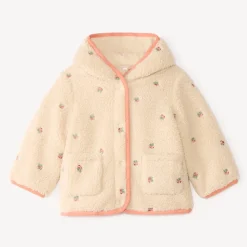 Sherpa jas voor meisjes met fruitborduursels