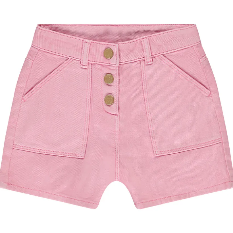 Short denim overdyed uni met knoppen meisjes