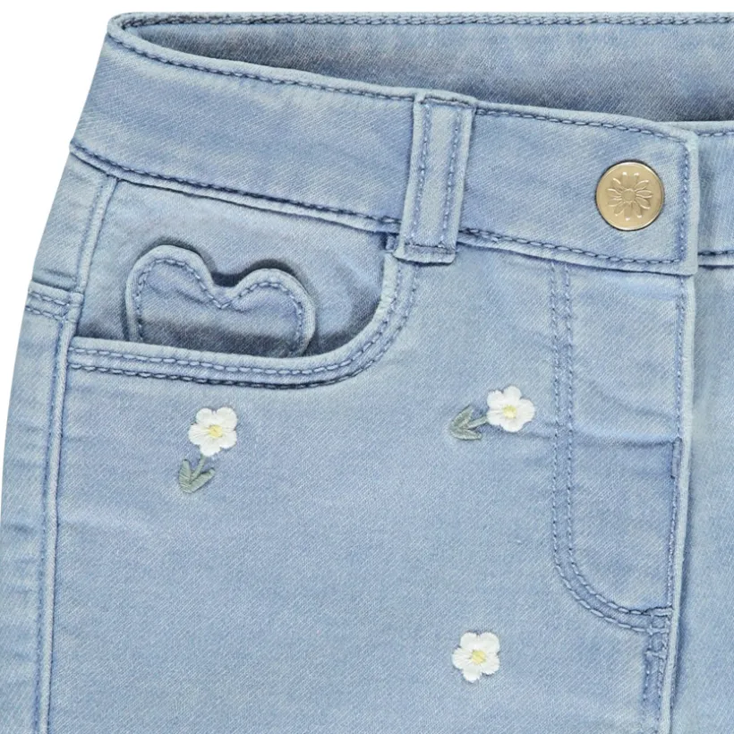 Short effect denim met borduursel fantasie voor baby meisje