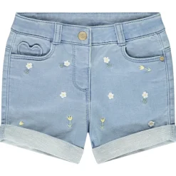 Short effect denim met borduursel fantasie voor baby meisje