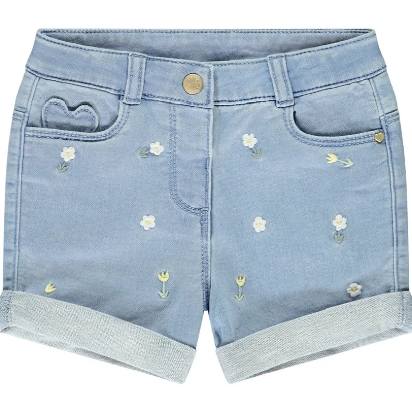 Short effect denim met borduursel fantasie voor baby meisje