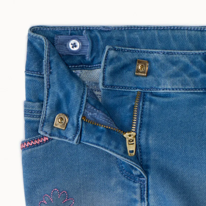 Short in denim met borduursels en pailletten meisjes