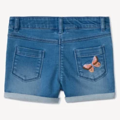 Short in denim met borduursels en pailletten meisjes