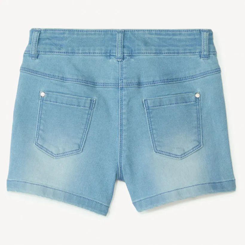 Short in denim met used effect meisjes