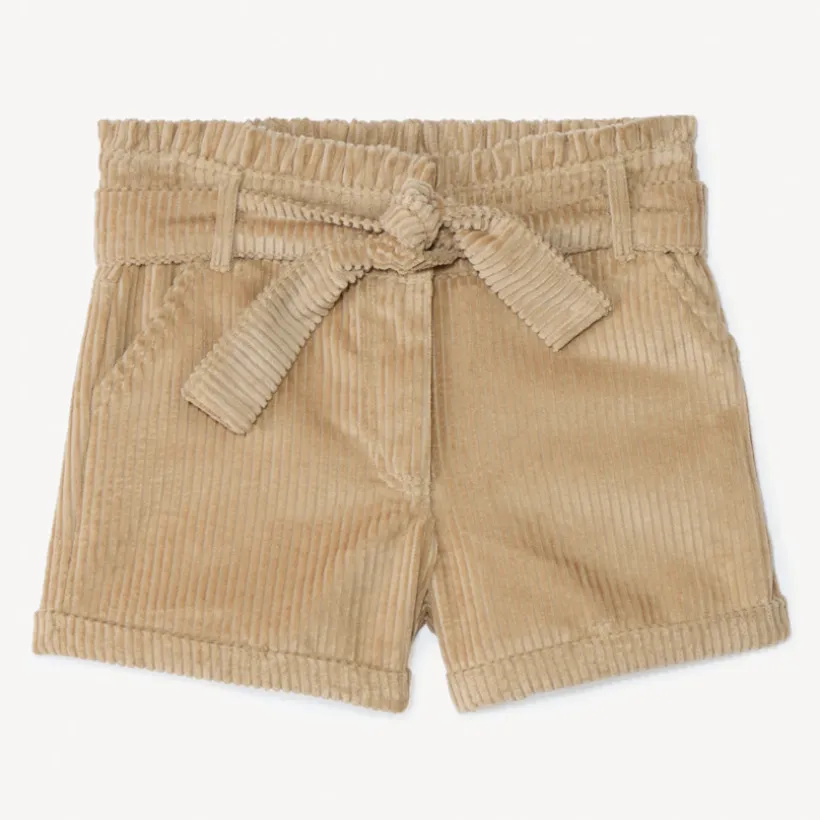 Short in geribbelde fluwelen stof met ceintuur om te knopen meisjes