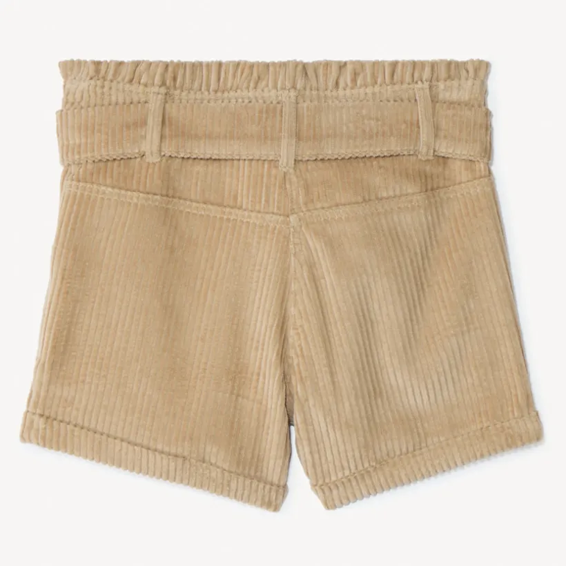 Short in geribbelde fluwelen stof met ceintuur om te knopen meisjes