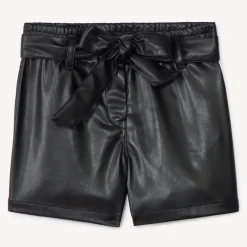Short in imitatieleer met knoopriem meisjes