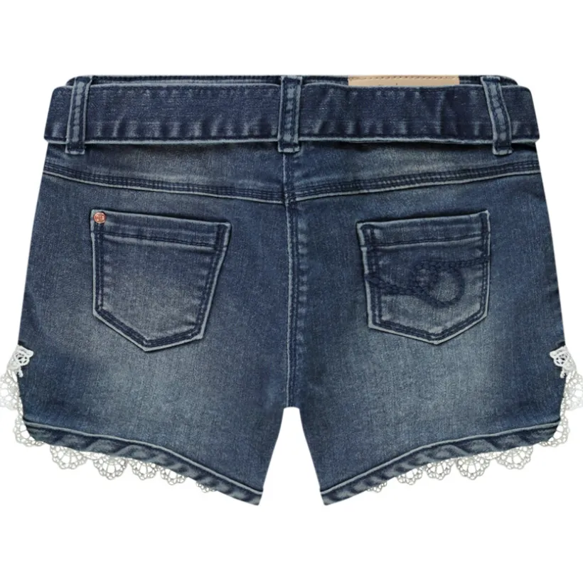 Short in jeans met kanten afwerking meisjes