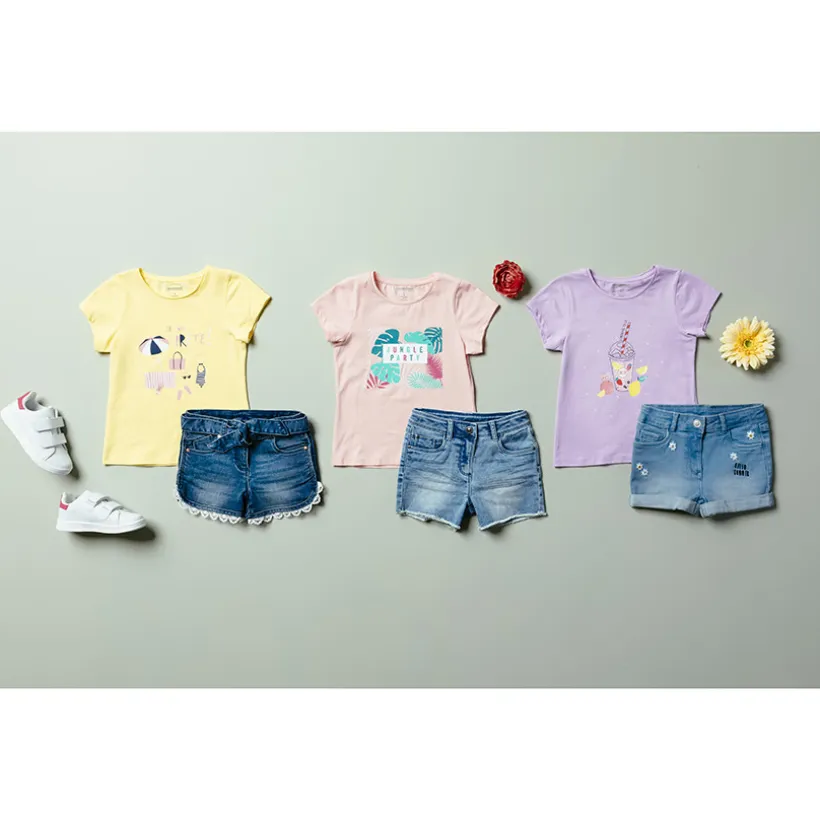 Short in jeans met kanten afwerking meisjes