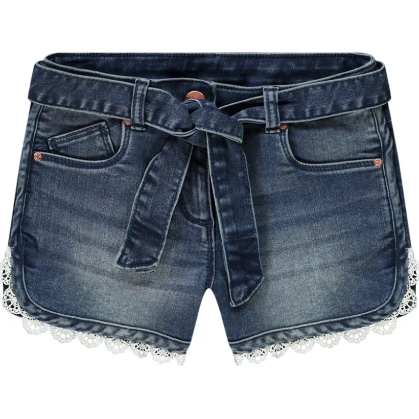 Short in jeans met kanten afwerking meisjes