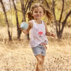 Short in jeans met strikceintuur en pailletten voor baby meisje