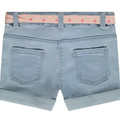 Short in jeans met strikceintuur en pailletten voor baby meisje