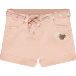 Short in jeans met strikceintuur en pailletten voor baby meisje