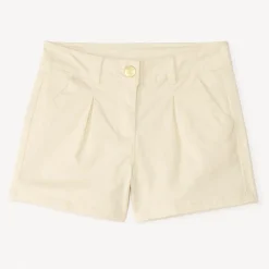 Short in uni twill met plooieffect meisjes