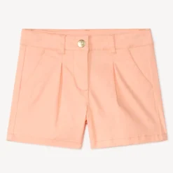 Short in uni twill met plooieffect meisjes