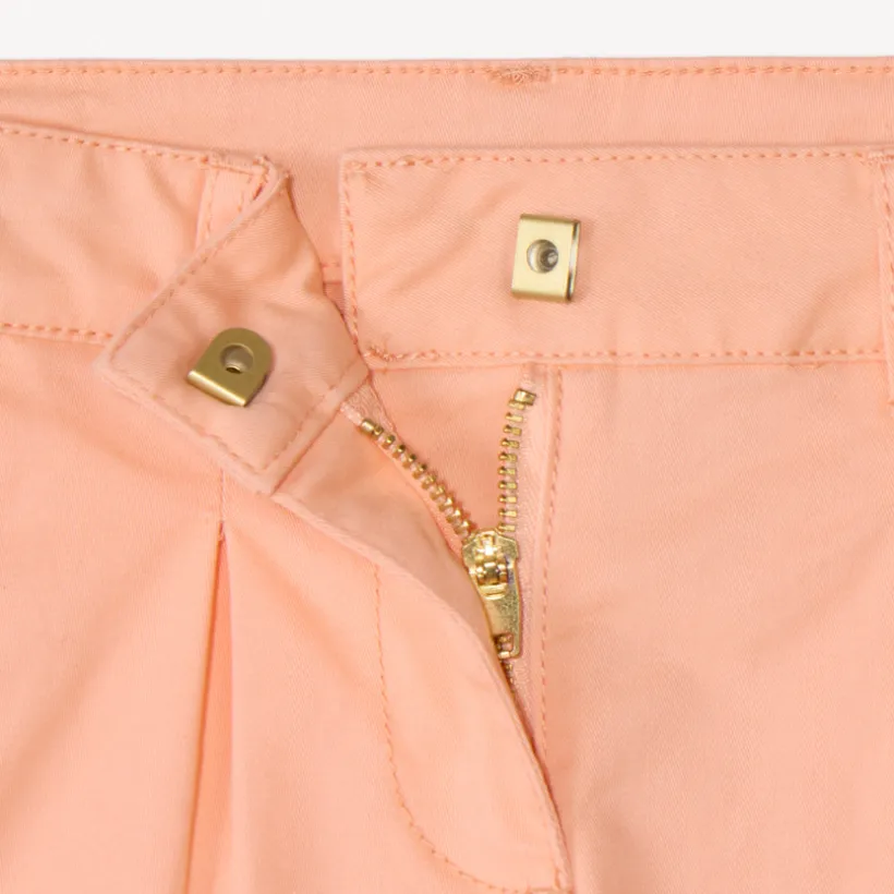 Short in uni twill met plooieffect meisjes
