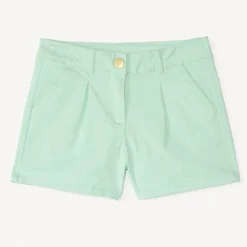 Short in uni twill met plooieffect meisjes