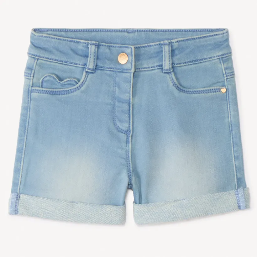 Short jeans effect met hartzak voor baby meisje